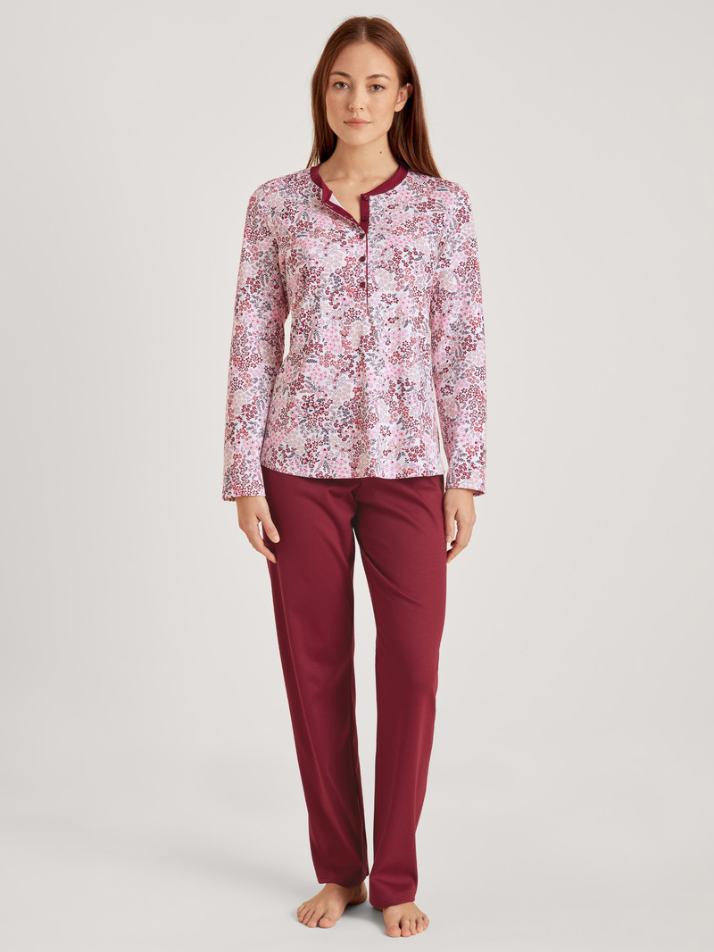 Pigiami Donna Calida Midnight Flowers Pyjama Rosse | 2197-TRYQL