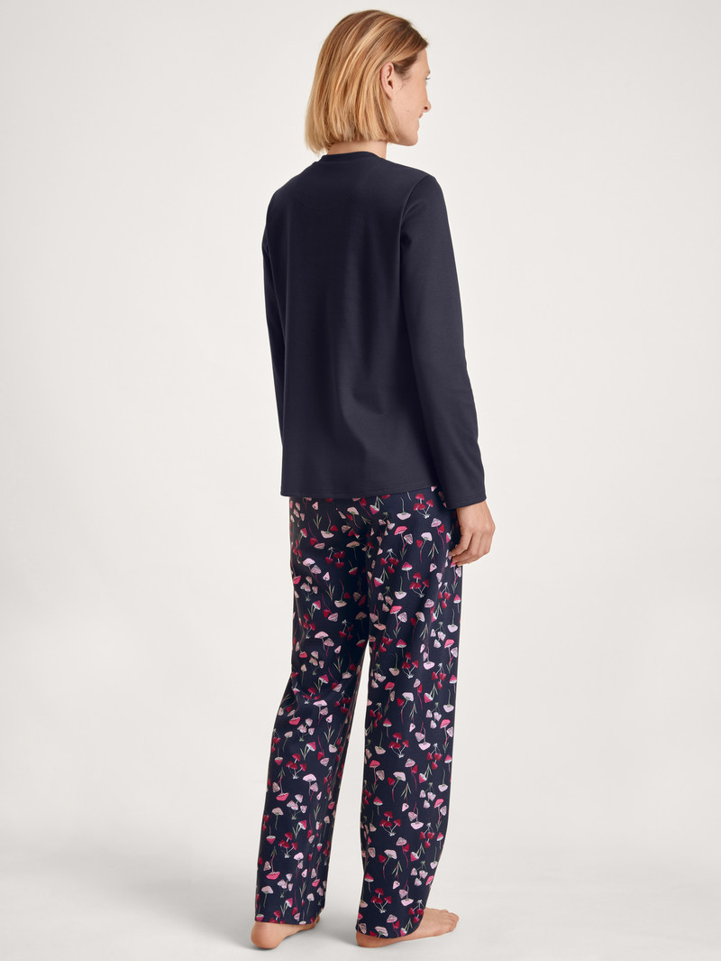 Pigiami Donna Calida Midnight Mushrooms Pyjama Corallo Blu | 8602-EMXTJ