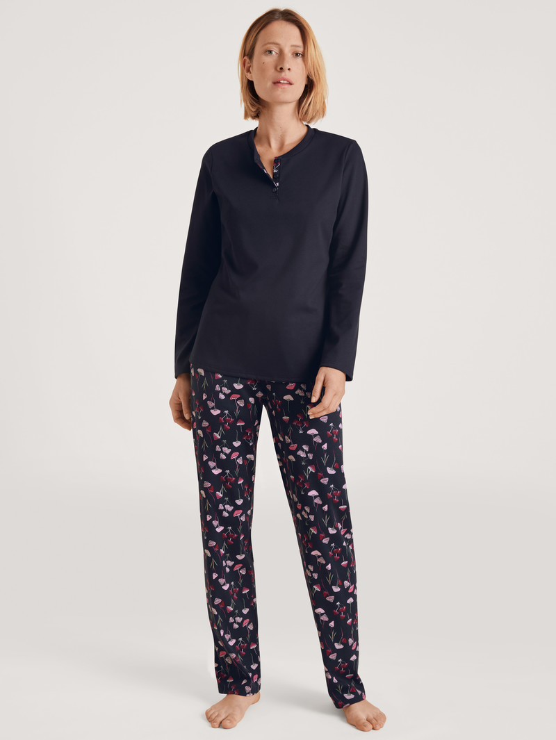 Pigiami Donna Calida Midnight Mushrooms Pyjama Corallo Blu | 8602-EMXTJ