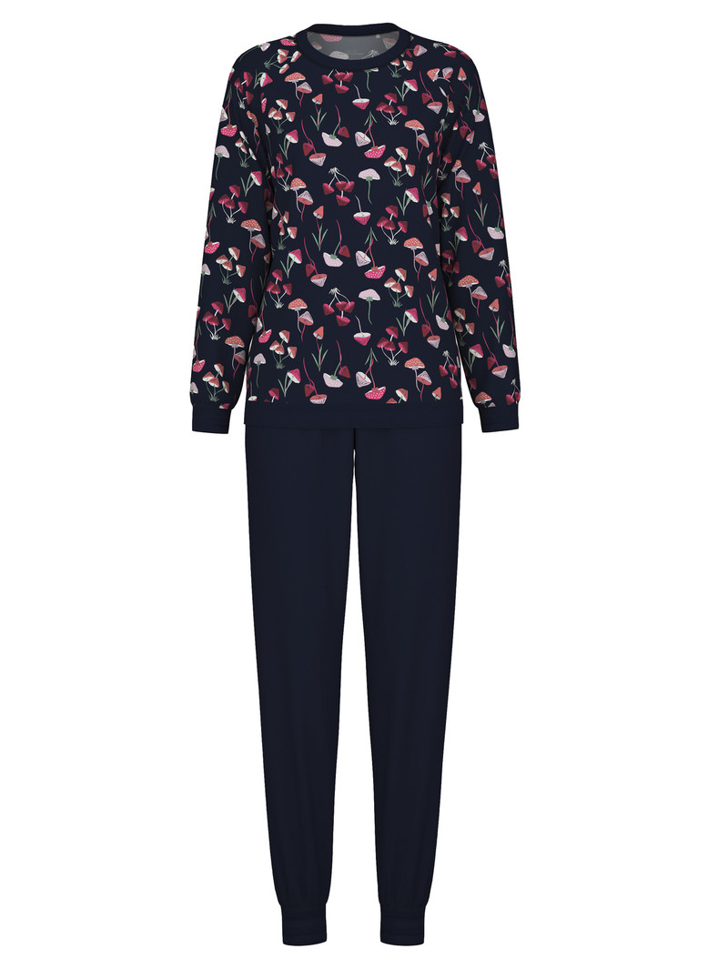 Pigiami Donna Calida Midnight Mushrooms Pyjama With Cuff Corallo Blu | 8410-BTMKC