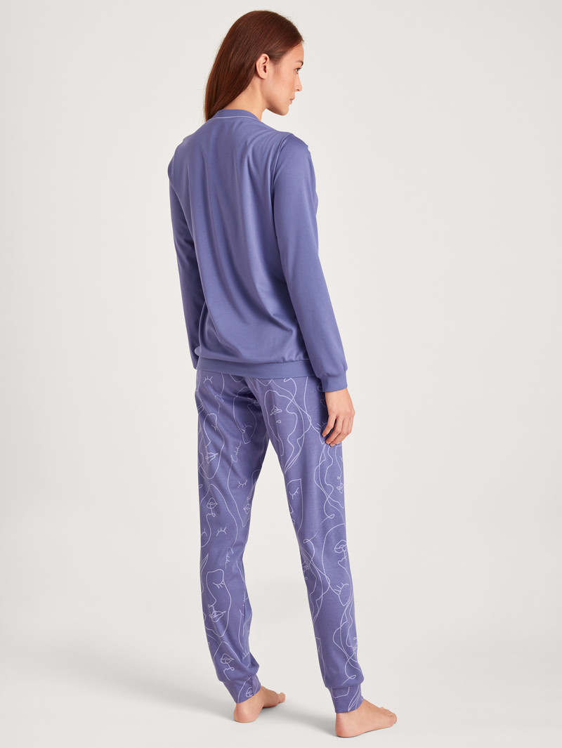 Pigiami Donna Calida Night Lovers Pyjama With Cuff Viola | 1893-DFMQV