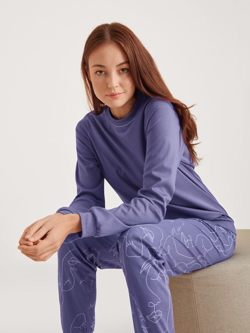 Pigiami Donna Calida Night Lovers Pyjama With Cuff Viola | 1893-DFMQV