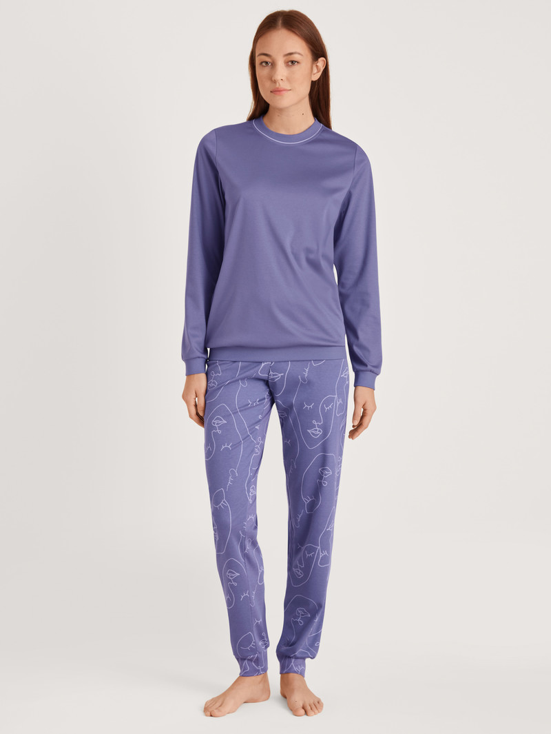 Pigiami Donna Calida Night Lovers Pyjama With Cuff Viola | 1893-DFMQV