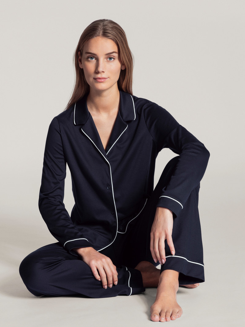 Pigiami Donna Calida Night Lovers Pyjama Buttoned Corallo Blu | 9576-QOWKJ