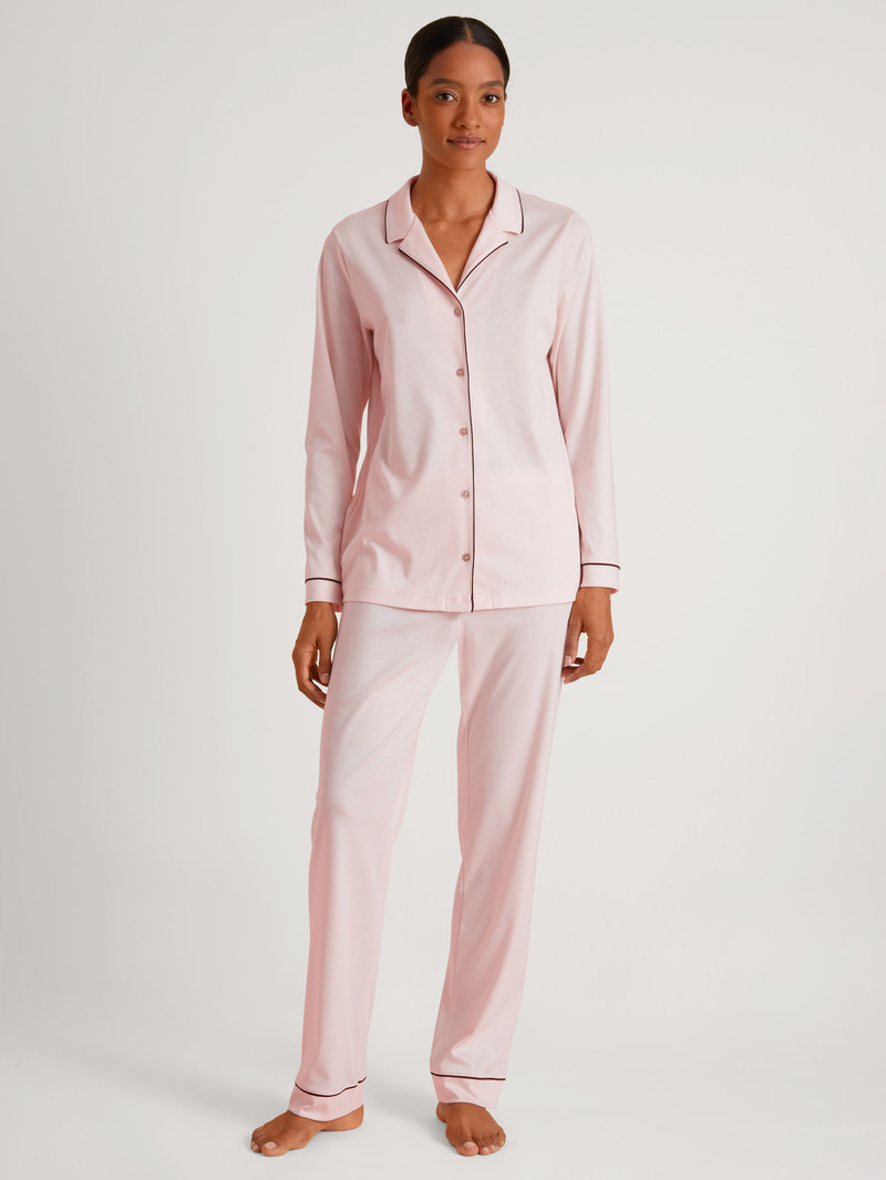 Pigiami Donna Calida Night Lovers Pyjama Buttoned Pearl Blush | 2136-GMBRV