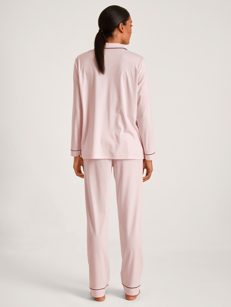 Pigiami Donna Calida Night Lovers Pyjama Buttoned Pearl Blush | 2136-GMBRV