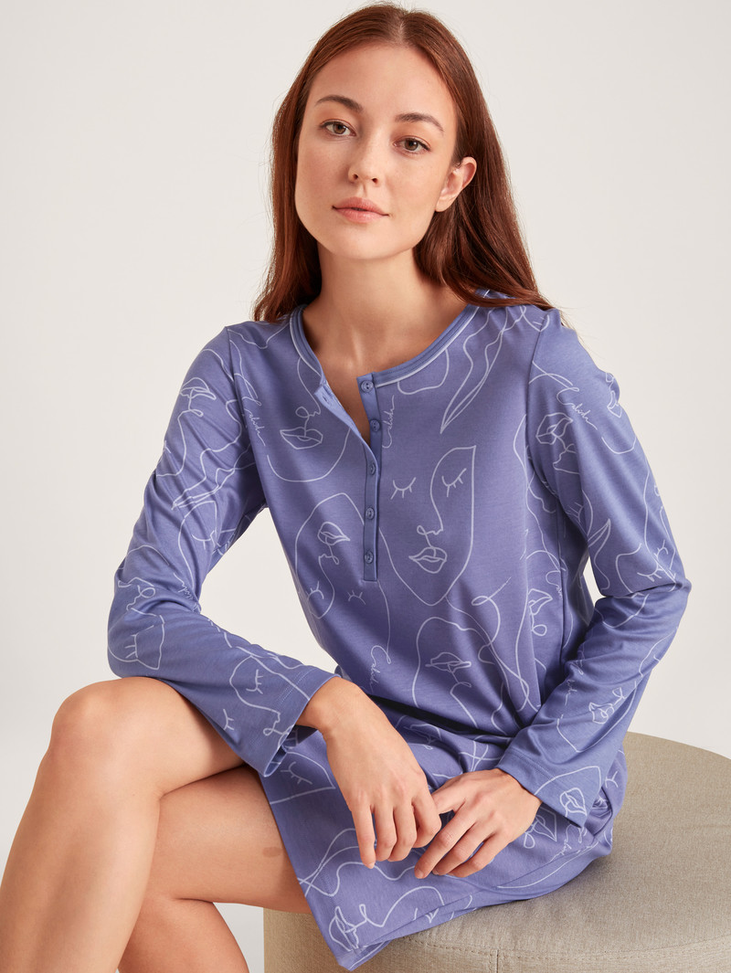 Pigiami Donna Calida Night Lovers Sleepshirt, Length 100cm Viola | 1034-ZUFMA