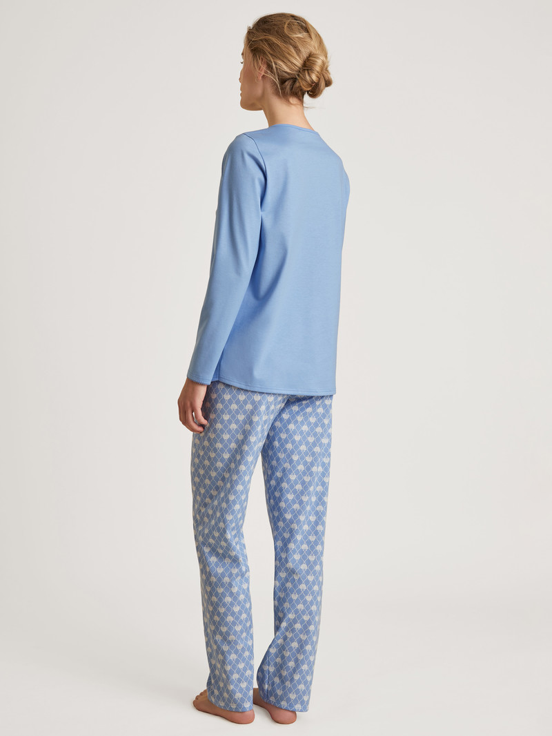 Pigiami Donna Calida Shell Nights Pyjama Blu | 4109-BVDHZ