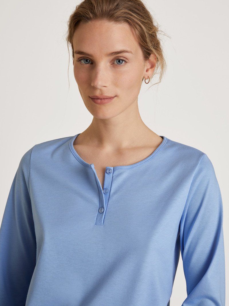 Pigiami Donna Calida Shell Nights Pyjama Blu | 4109-BVDHZ