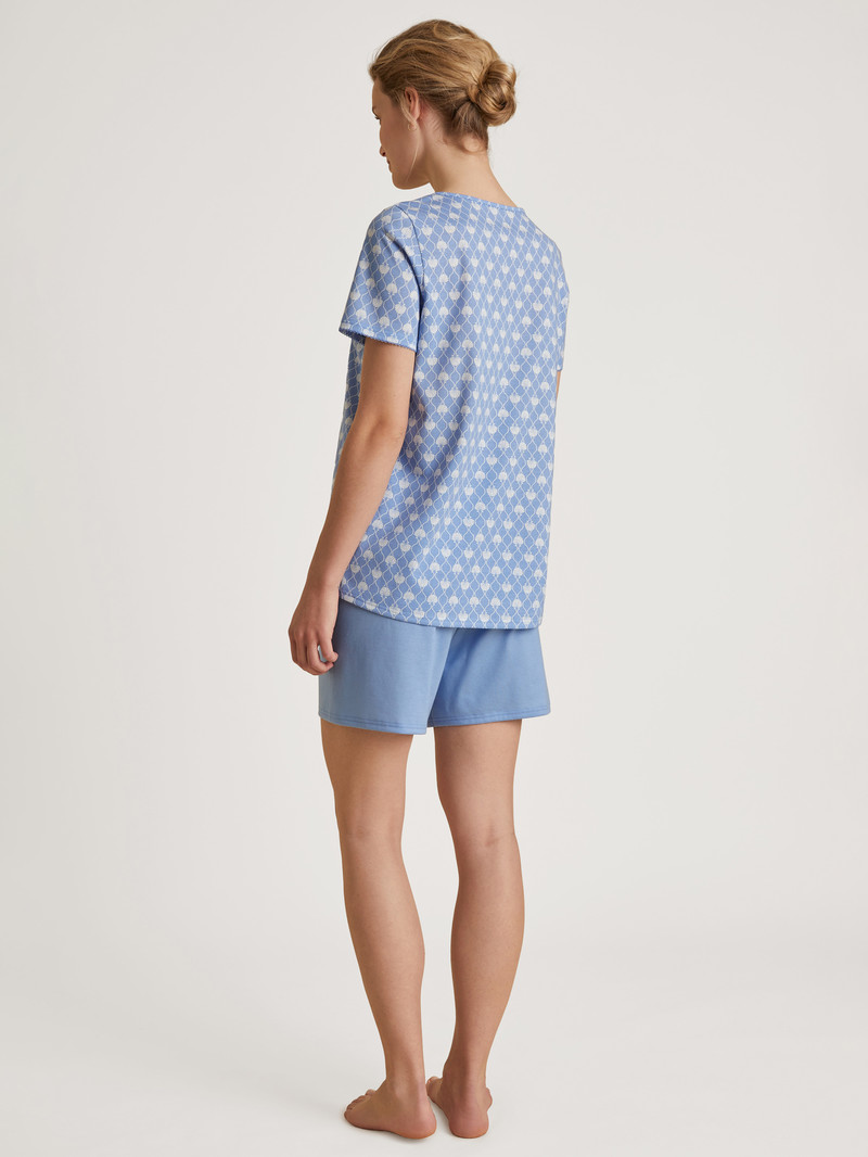 Pigiami Donna Calida Shell Nights Short Pyjama Blu | 7136-QKEWP