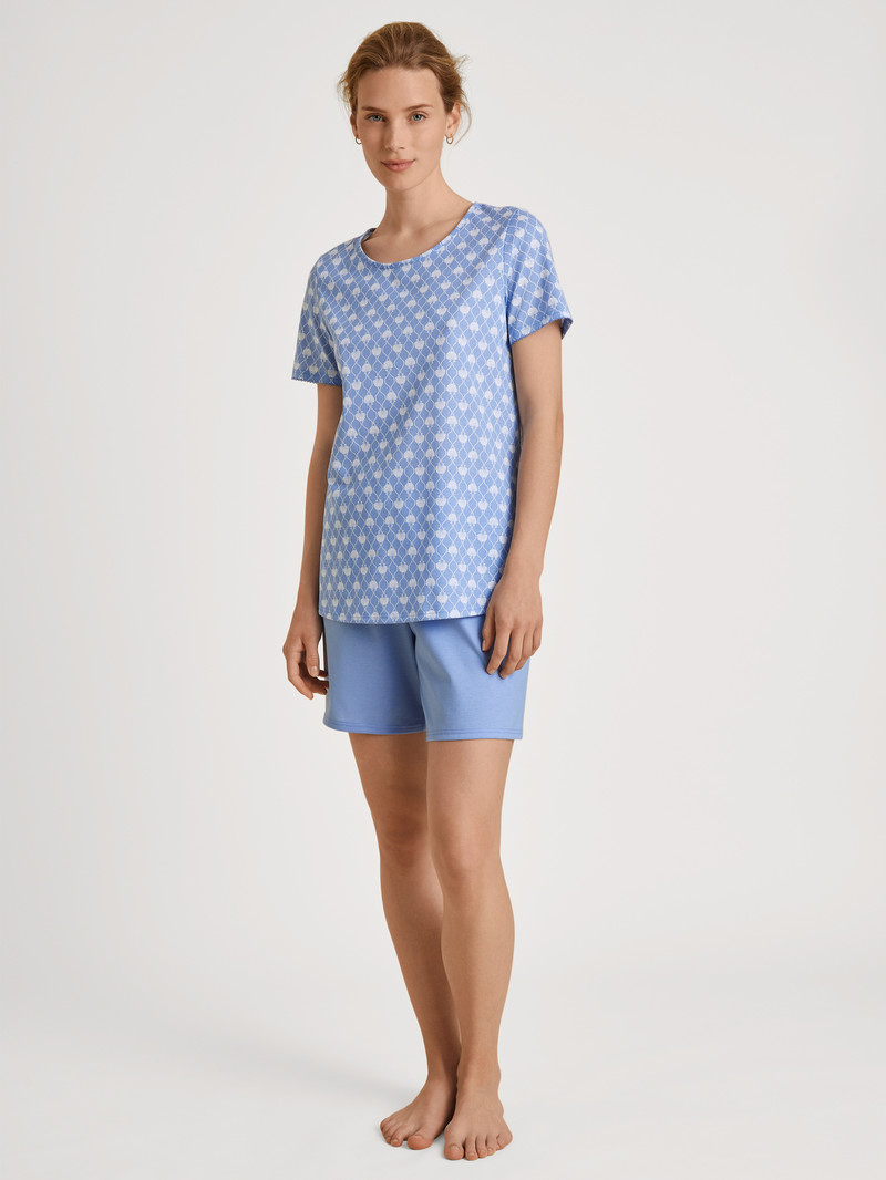 Pigiami Donna Calida Shell Nights Short Pyjama Blu | 7136-QKEWP