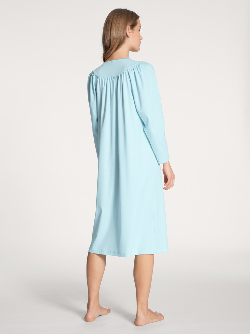 Pigiami Donna Calida Soft Cotton Nightdress, Length 110 Cm Hellblau | 0351-WFQHU