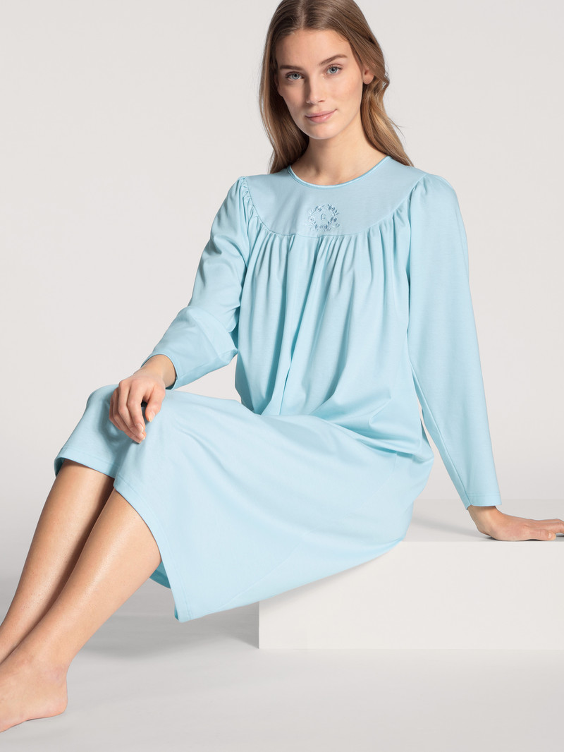 Pigiami Donna Calida Soft Cotton Nightdress, Length 110 Cm Hellblau | 0351-WFQHU