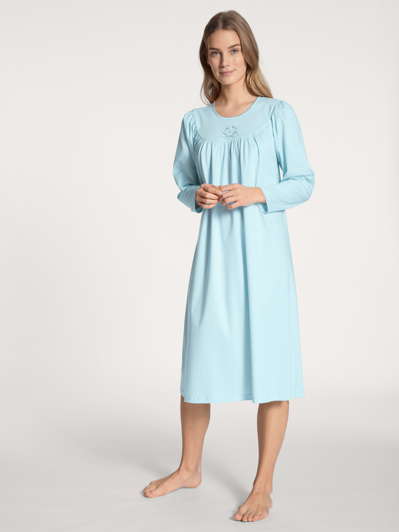 Pigiami Donna Calida Soft Cotton Nightdress, Length 110 Cm Hellblau | 0351-WFQHU