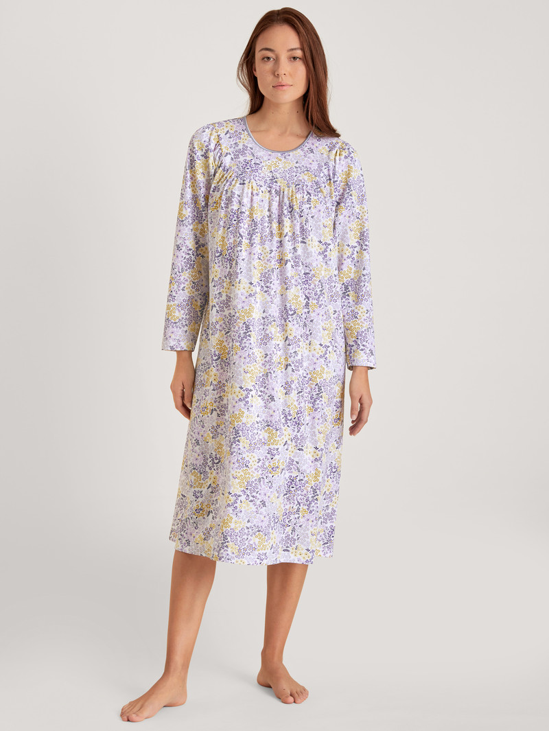 Pigiami Donna Calida Soft Cotton Nightdress, Length 110 Cm Viola | 2761-BKUCY