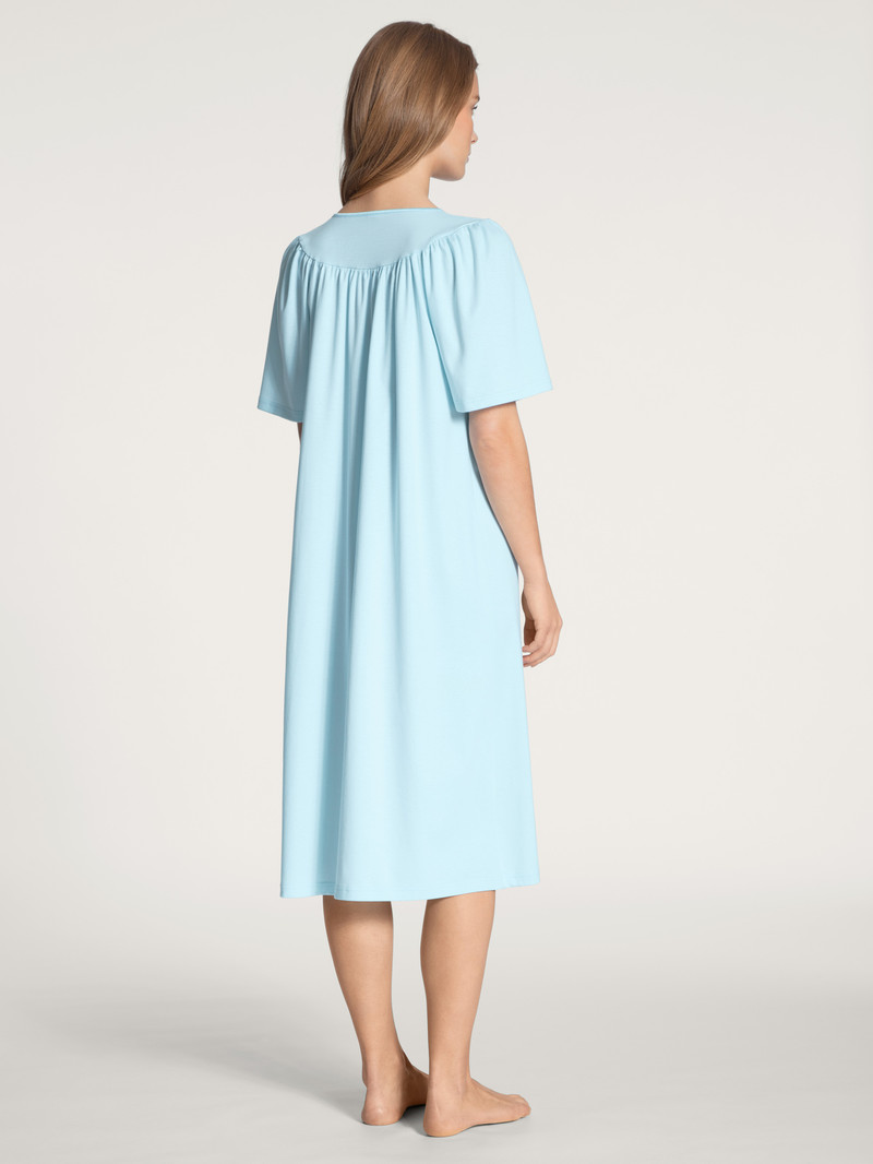 Pigiami Donna Calida Soft Cotton Nightdress, Length 110cm Hellblau | 7149-BGNDP