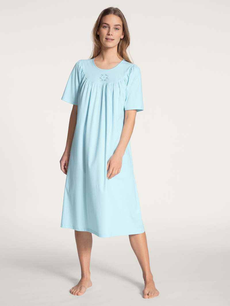 Pigiami Donna Calida Soft Cotton Nightdress, Length 110cm Hellblau | 7149-BGNDP