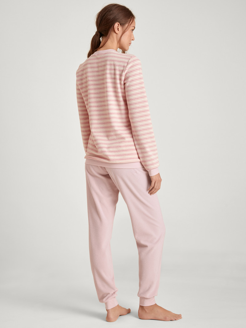 Pigiami Donna Calida Soft Dreams Terry Pyjama With Cuff Rosa | 4539-VUXYT