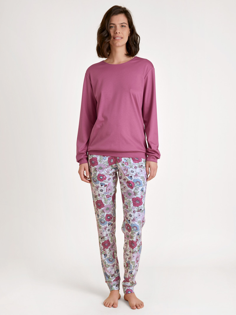 Pigiami Donna Calida Spring Flower Dreams Cuffed Pyjamas Rosse | 5286-KHOPE