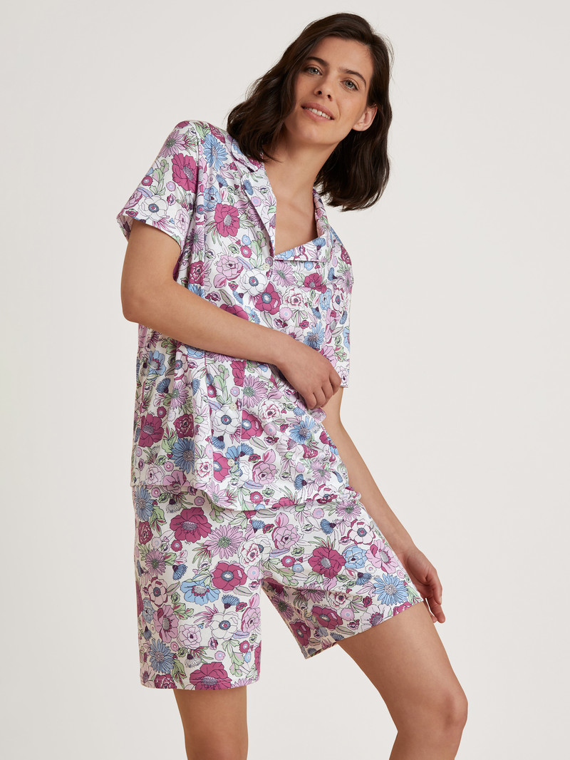 Pigiami Donna Calida Spring Flower Dreams Short Pyjama Rosse | 6879-ENZWU