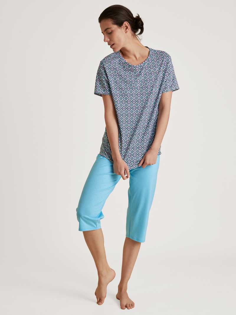 Pigiami Donna Calida Spring Nights 3/4 Pyjamas Blu | 4951-OWKNM