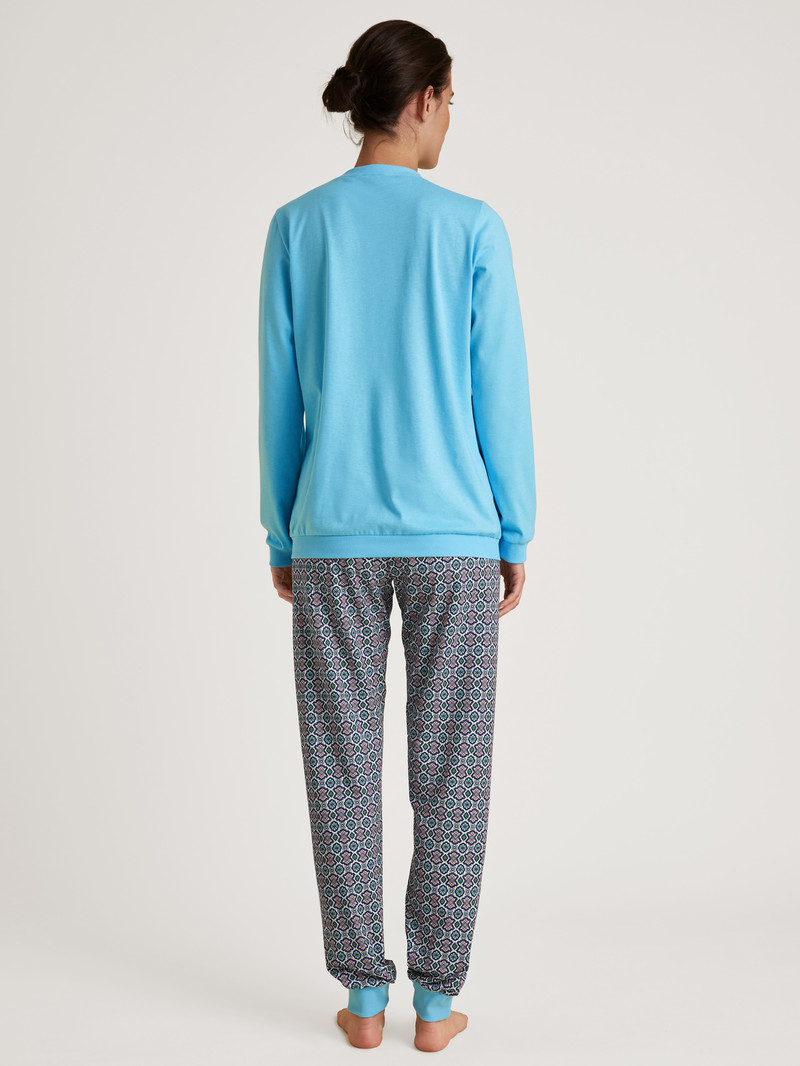 Pigiami Donna Calida Spring Nights Cuffed Pyjamas Blu | 9462-LPNJT