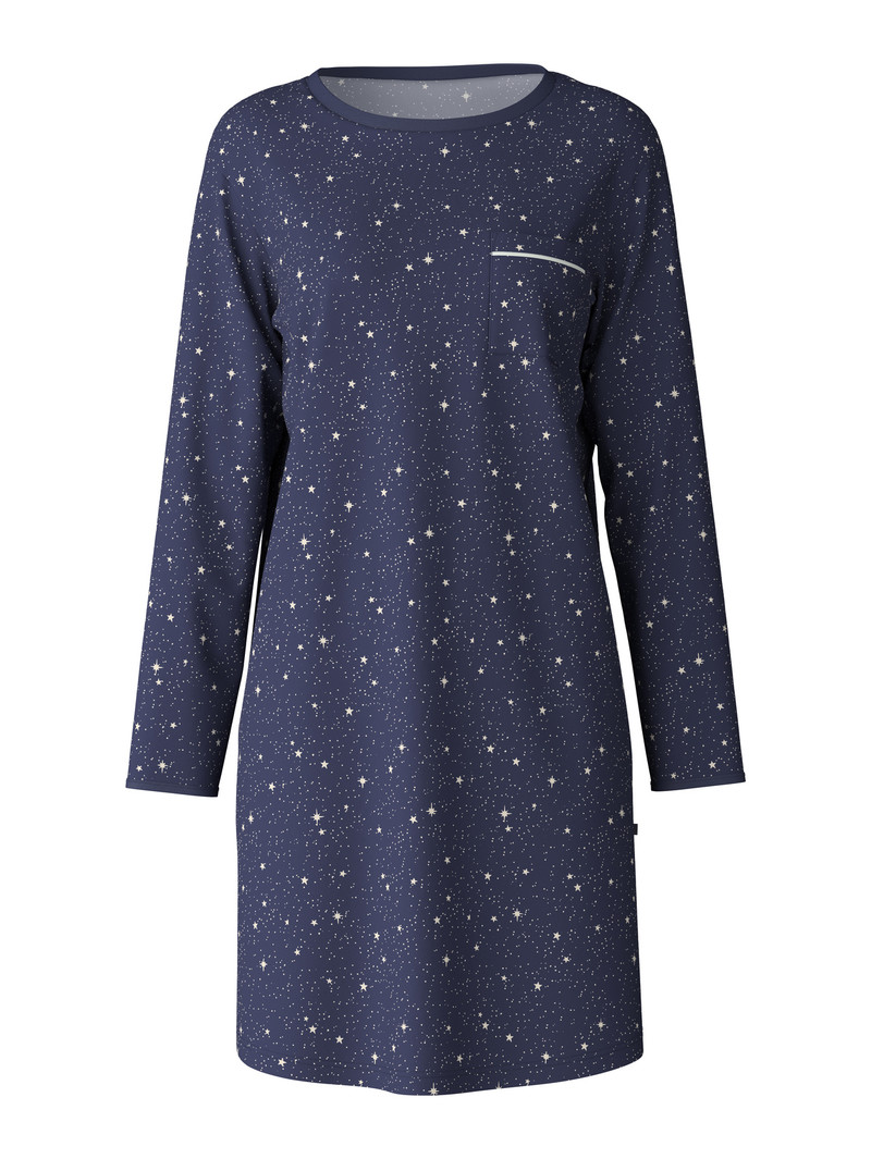 Pigiami Donna Calida Sweet Dreams Long-sleeved Nightdress, Length 95 Cm Blu | 7054-QEVXZ