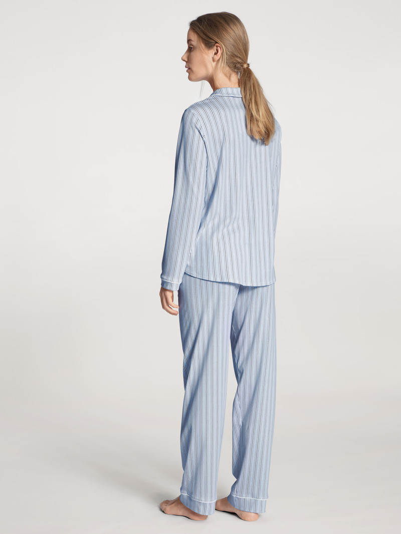 Pigiami Donna Calida Sweet Dreams Pyjama Buttoned Blu | 9716-VLAEW