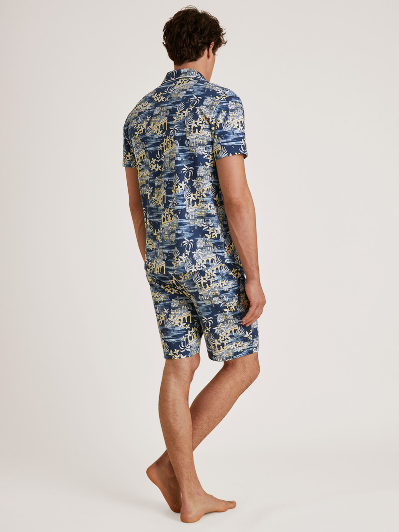 Pigiami Uomo Calida Amalfi Journey Short Pyjama Blu | 6175-JQIBE