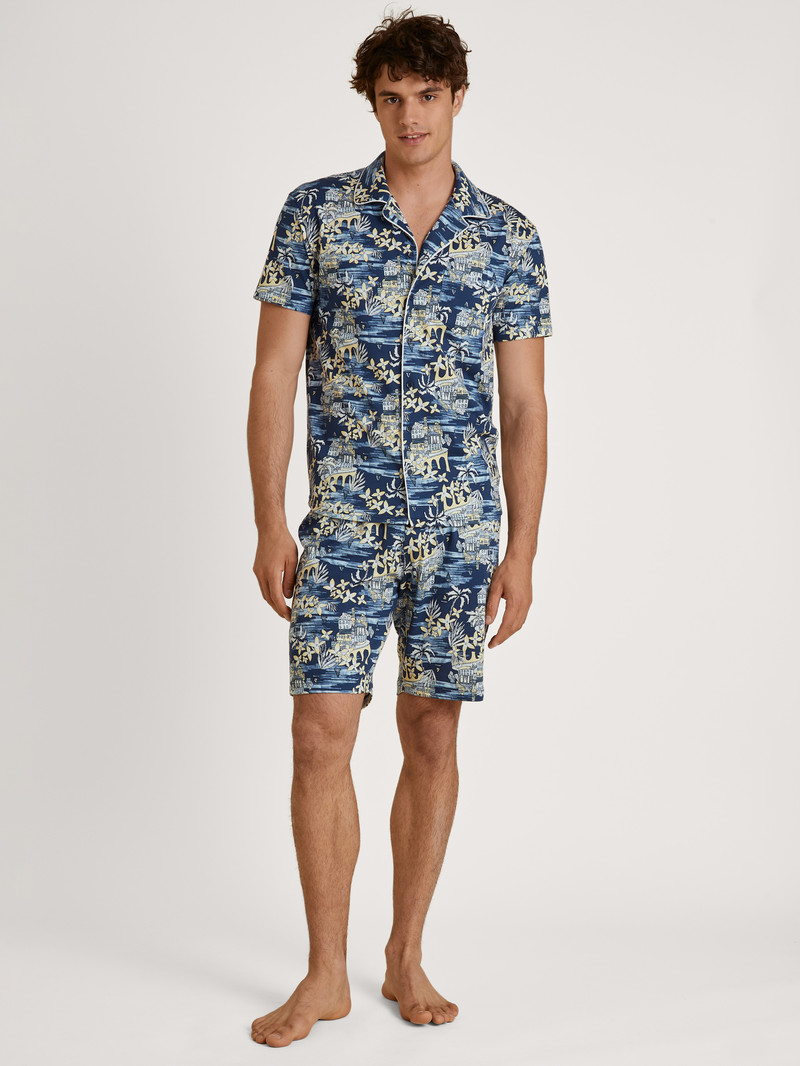 Pigiami Uomo Calida Amalfi Journey Short Pyjama Blu | 6175-JQIBE