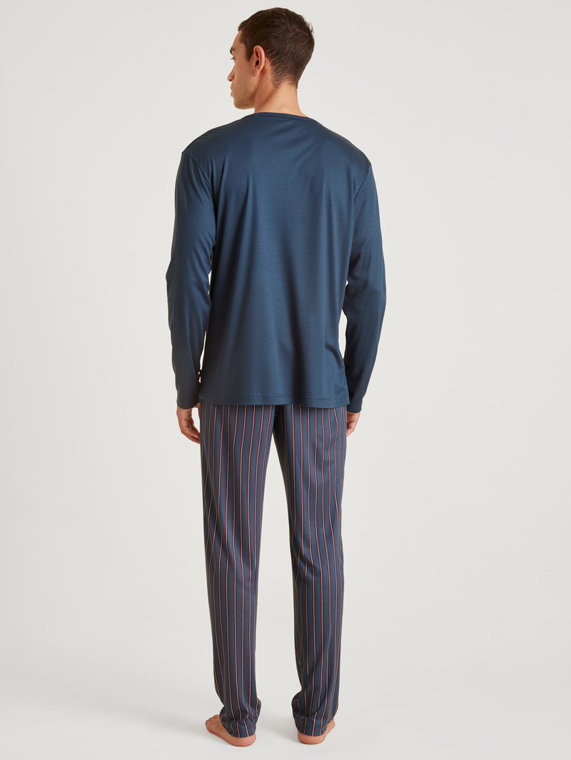 Pigiami Uomo Calida Function Silk Pyjama Blu | 9485-RYGLW