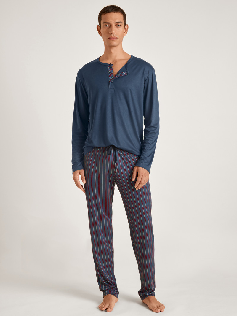 Pigiami Uomo Calida Function Silk Pyjama Blu | 9485-RYGLW