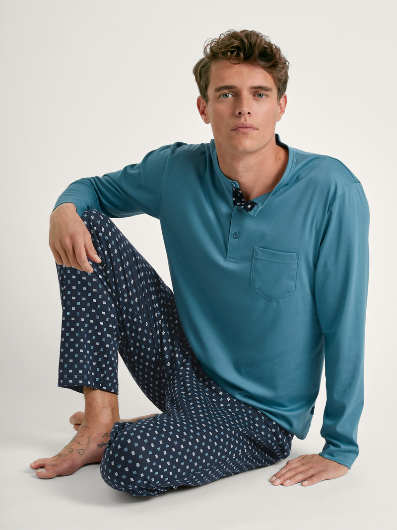 Pigiami Uomo Calida Relax Choice 3 Pyjama Blu | 6458-HDEMF