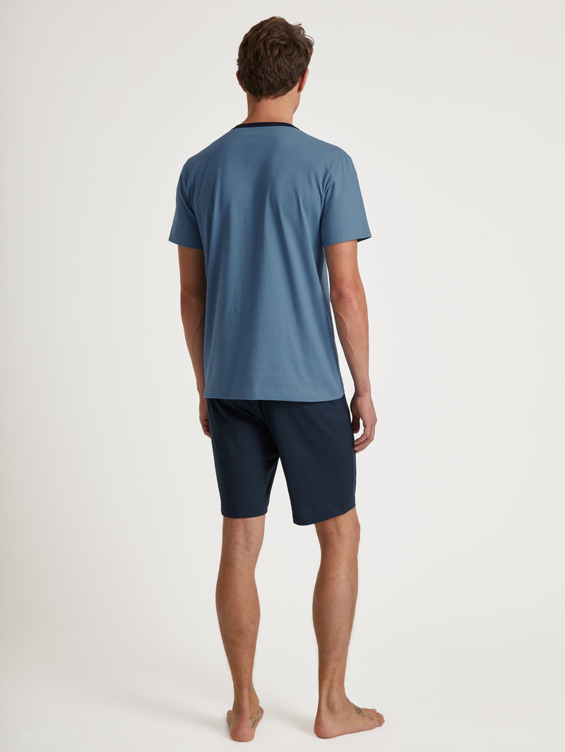 Pigiami Uomo Calida Relax Essentials Short Pyjama Blu | 7026-BYXTC