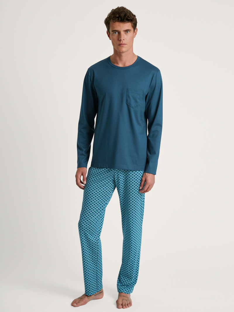 Pigiami Uomo Calida Relax Imprint 3 Pyjama Blu | 8037-BGUYN