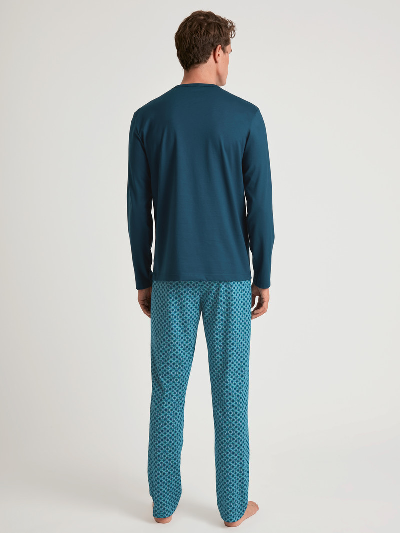 Pigiami Uomo Calida Relax Imprint 3 Pyjama Blu | 8037-BGUYN