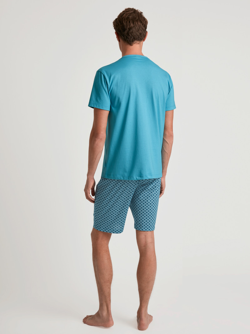 Pigiami Uomo Calida Relax Imprint 3 Short Pyjama Blu | 1298-SGDKY