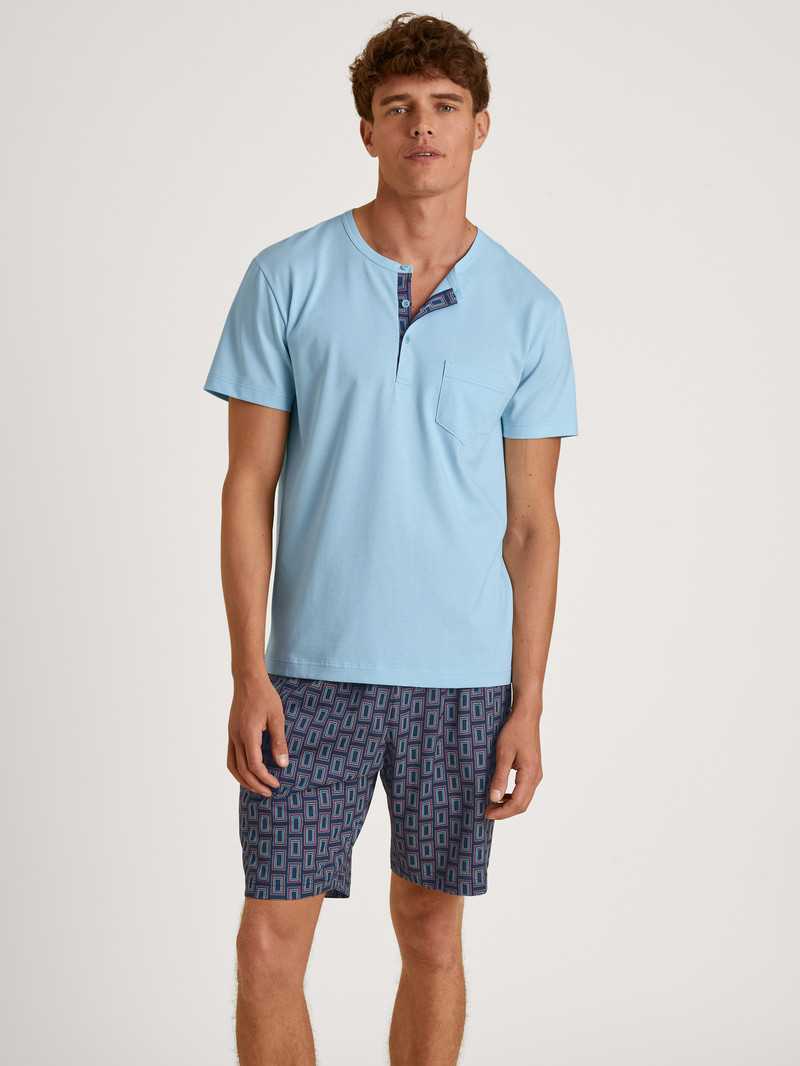 Pigiami Uomo Calida Relax Imprint 6 Short Pyjama Blu | 0249-EOWCG