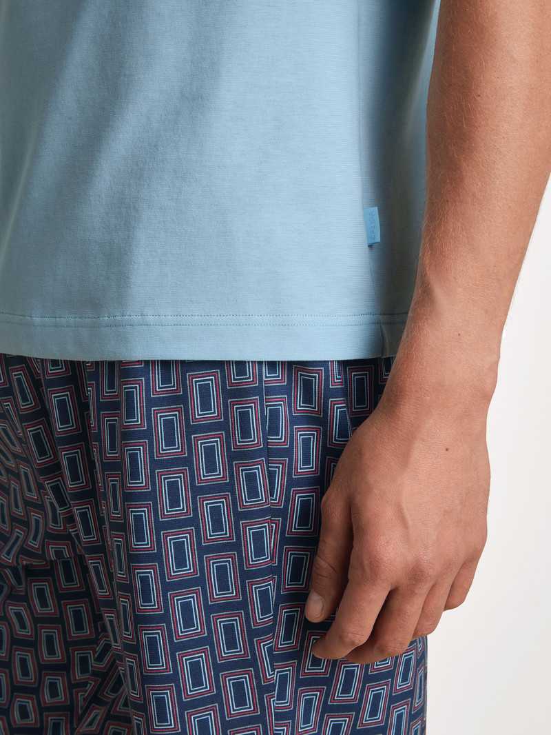 Pigiami Uomo Calida Relax Imprint 6 Short Pyjama Blu | 0249-EOWCG