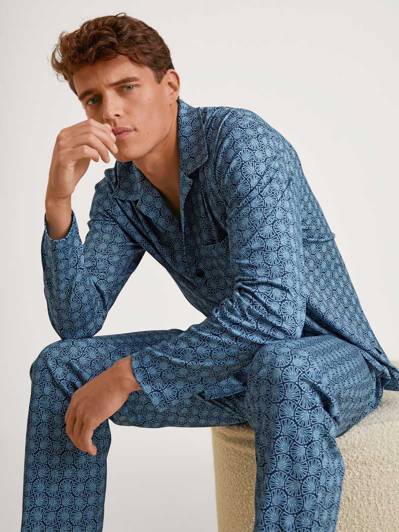 Pigiami Uomo Calida Relax Streamline 2 Pyjama Buttoned Blu | 6940-TZDOP