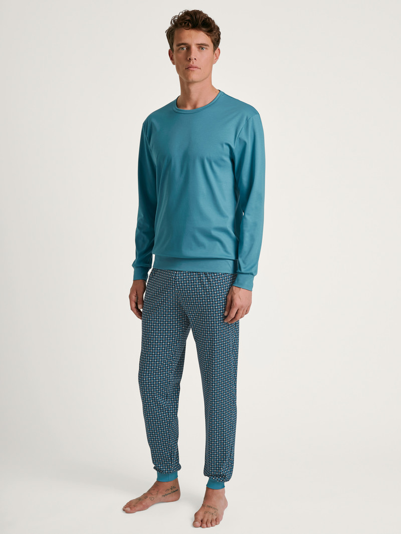 Pigiami Uomo Calida Relax Streamline 3 Pyjama With Cuff Blu | 2697-ZQEAN