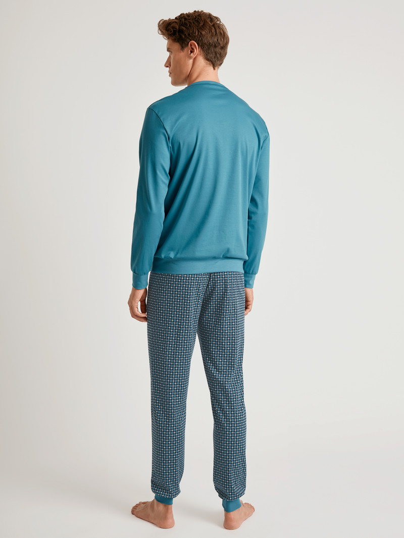 Pigiami Uomo Calida Relax Streamline 3 Pyjama With Cuff Blu | 2697-ZQEAN