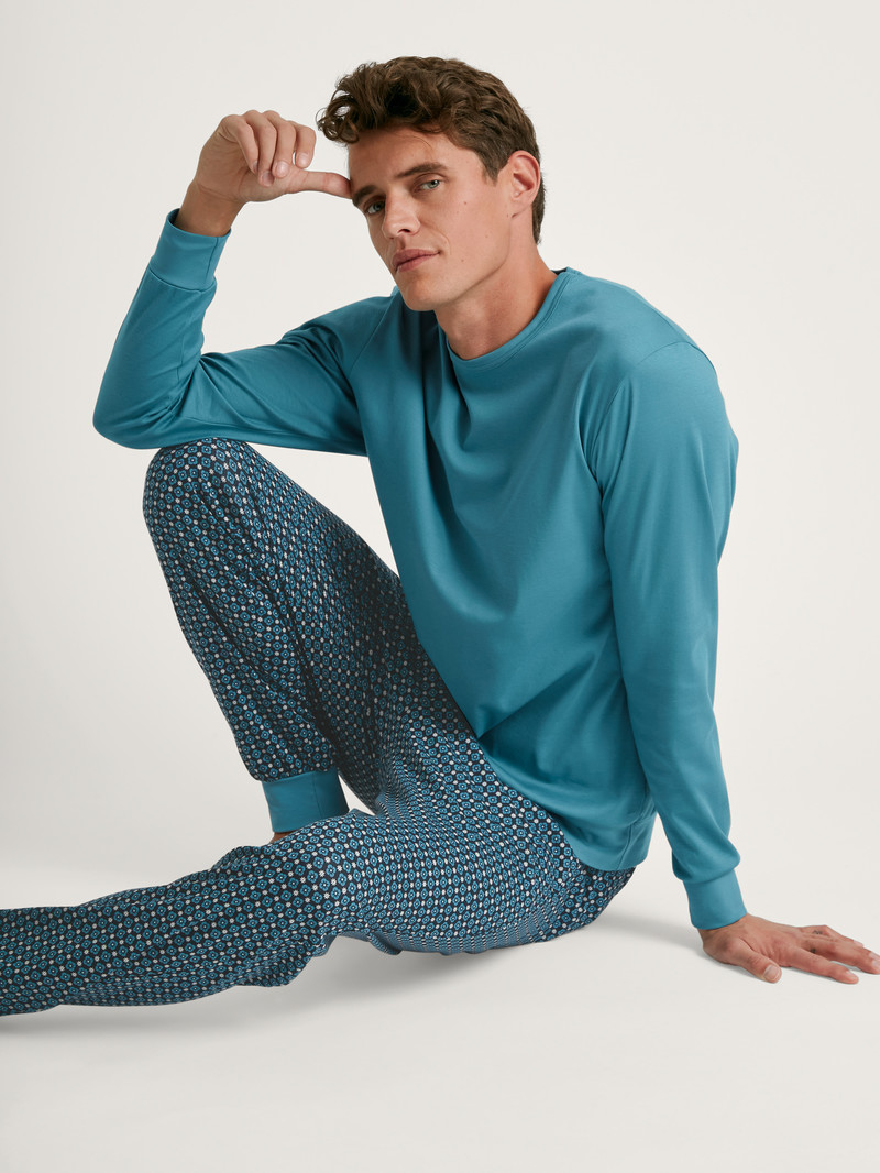 Pigiami Uomo Calida Relax Streamline 3 Pyjama With Cuff Blu | 2697-ZQEAN