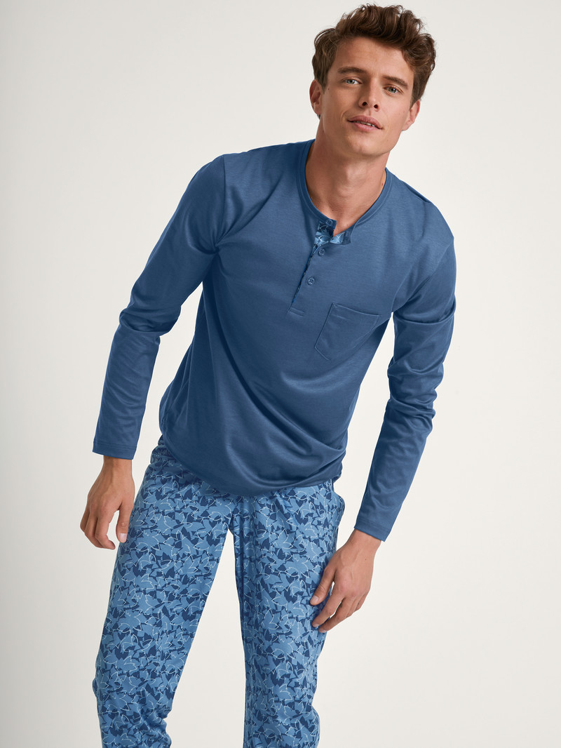 Pigiami Uomo Calida Relax Superlight Pyjama Blu | 0985-OEFDX