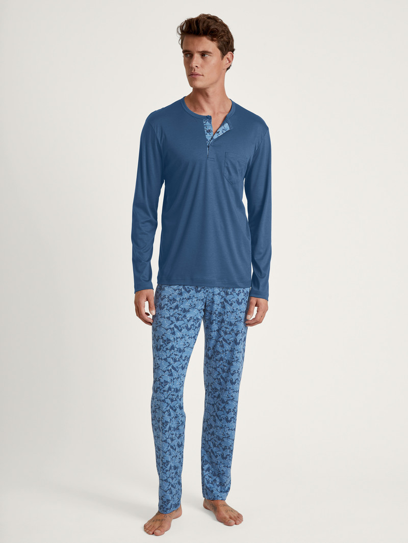 Pigiami Uomo Calida Relax Superlight Pyjama Blu | 0985-OEFDX