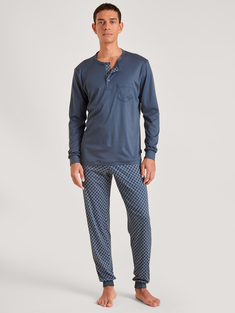 Pigiami Uomo Calida Relax Superlight Pyjama With Cuff Indaco | 8941-DCAST