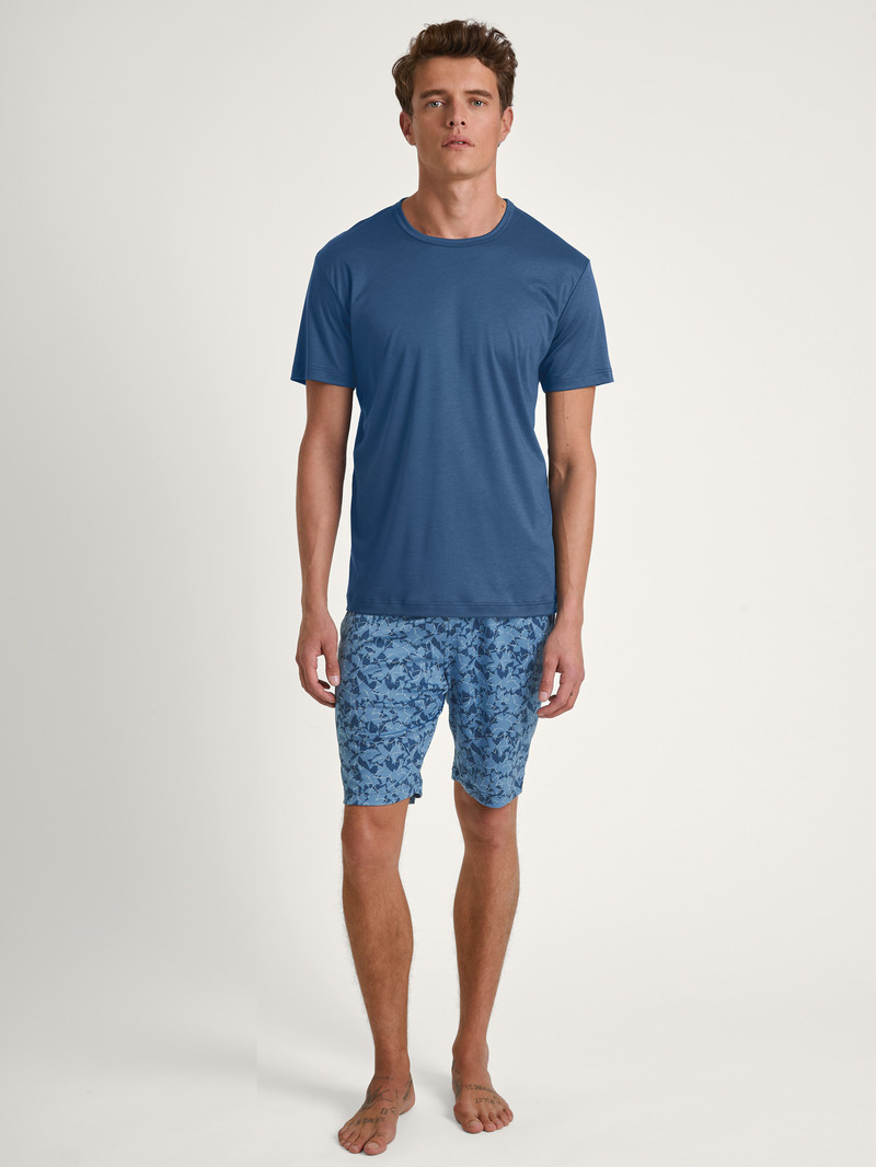 Pigiami Uomo Calida Relax Superlight Short Pyjama Blu | 3096-ODXPN