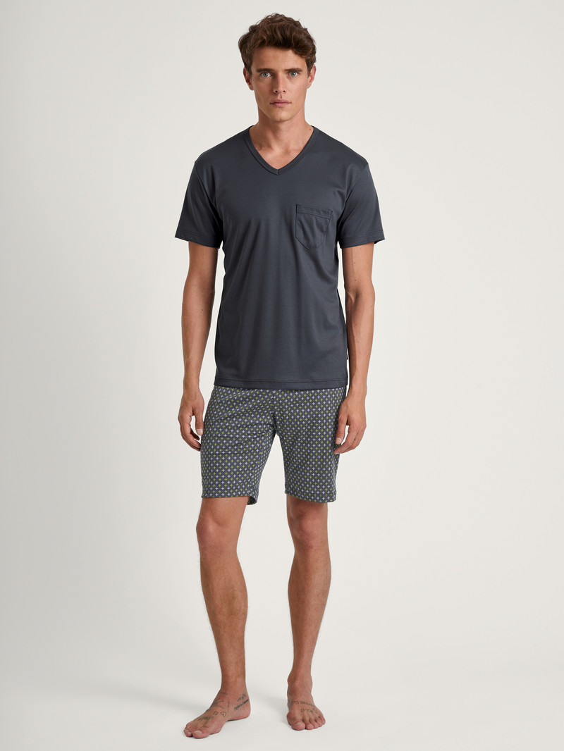 Pigiami Uomo Calida Relax Swiss Edition Short Pyjama Anthrazit | 8037-GCUHK