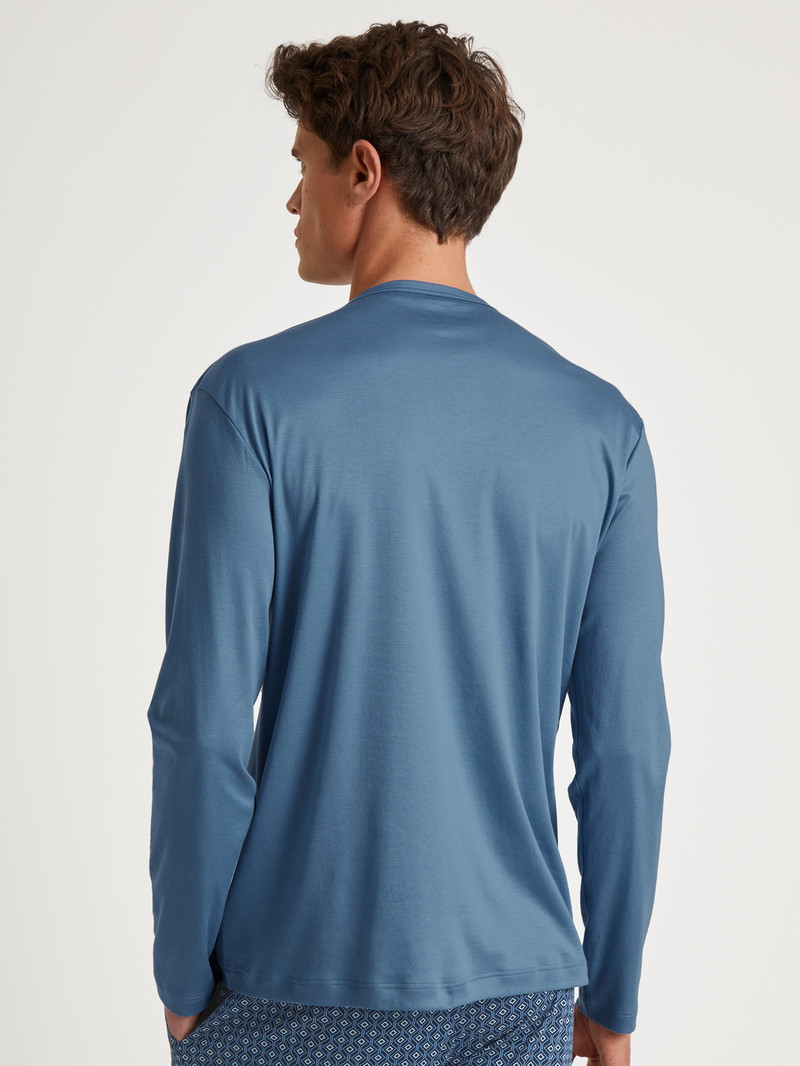 Pigiami Uomo Calida Rmx Sleep Free Shirt Long Sleeve Blu | 3067-IJCLP