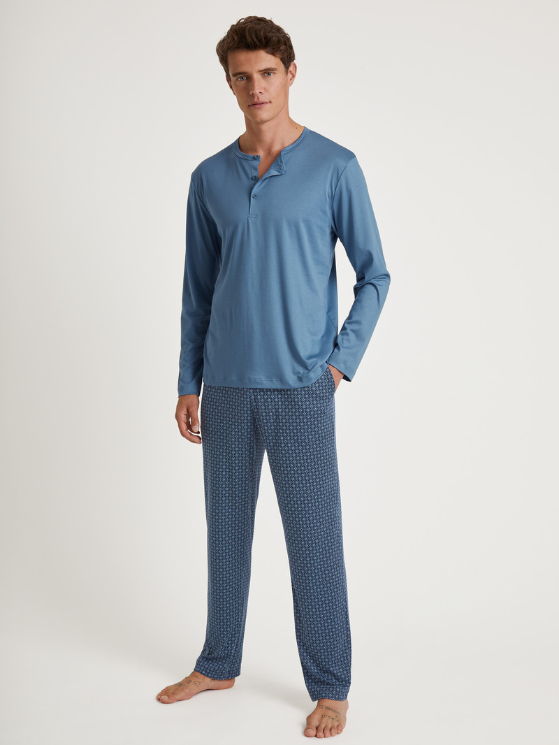 Pigiami Uomo Calida Rmx Sleep Free Shirt Long Sleeve Blu | 3067-IJCLP